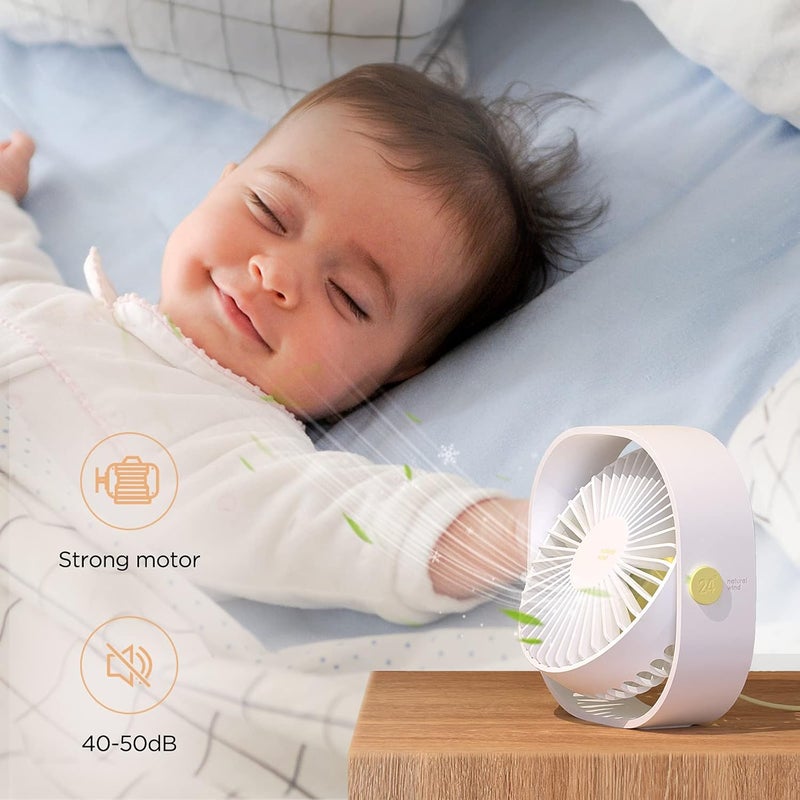 EasyAcc USB Small Desk Fan, Slumber Pod Fan [360°Rotatable Head &Powerful ] 3 Speeds Portable Personal Table Travel Fan for Sleeping Desk Cruise Ship Dorm Bedroom Office Office (No Battery) - Image 5